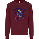 Cycling Mountain Bike Bicycle Cyclist MTB Kids Sweatshirt Jumper Maroon