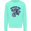 Cycling Mountain Bike Bicycle Cyclist MTB Kids Sweatshirt Jumper Peppermint