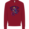 Cycling Mountain Bike Bicycle Cyclist MTB Kids Sweatshirt Jumper Red