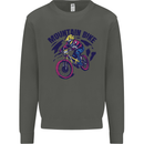 Cycling Mountain Bike Bicycle Cyclist MTB Kids Sweatshirt Jumper Storm Grey