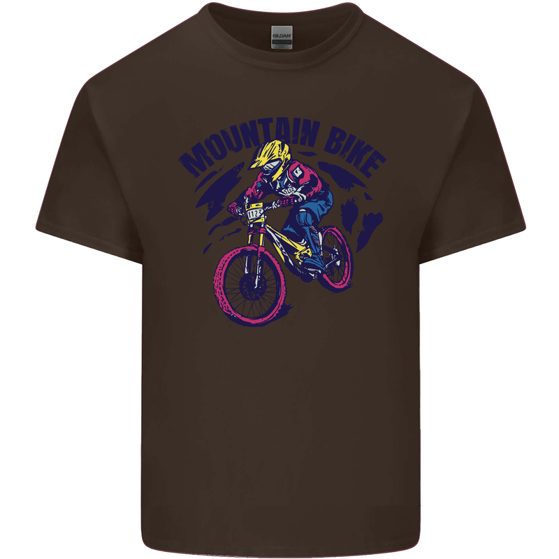 Cycling Mountain Bike Bicycle Cyclist MTB Kids T-Shirt Childrens Chocolate