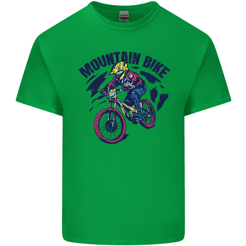 Cycling Mountain Bike Bicycle Cyclist MTB Kids T-Shirt Childrens Irish Green