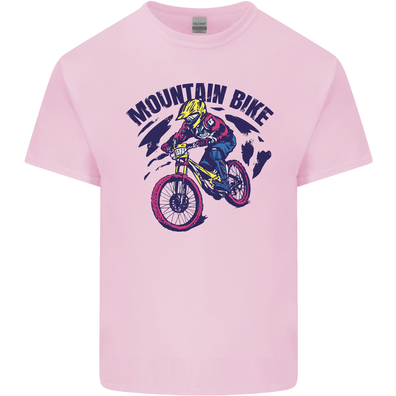 Cycling Mountain Bike Bicycle Cyclist MTB Kids T-Shirt Childrens Light Pink