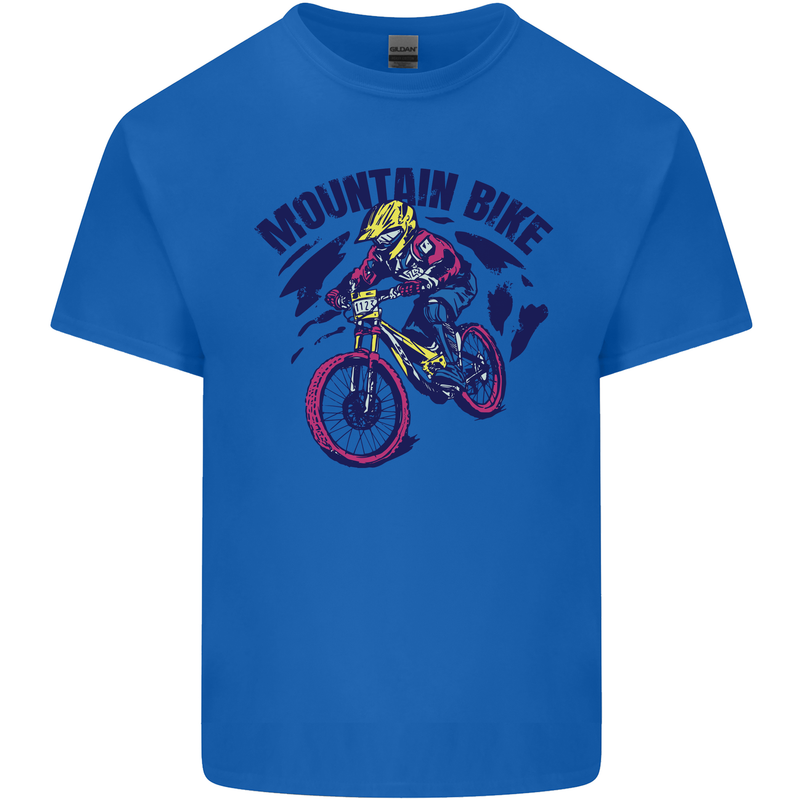 Cycling Mountain Bike Bicycle Cyclist MTB Kids T-Shirt Childrens Royal Blue