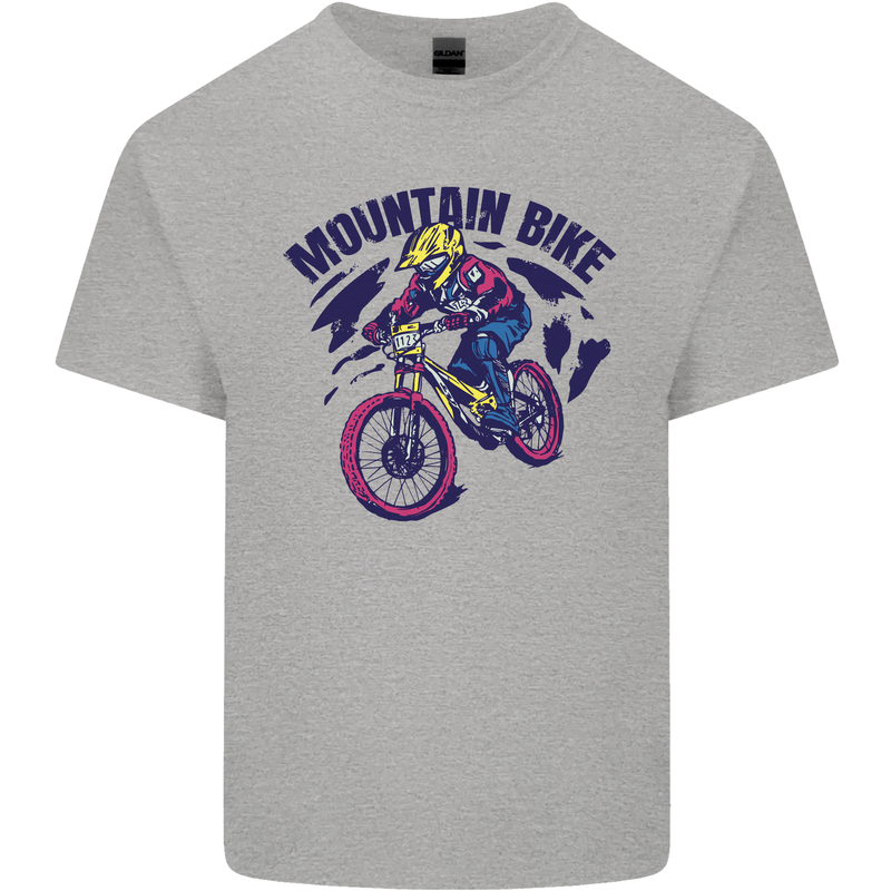Cycling Mountain Bike Bicycle Cyclist MTB Kids T-Shirt Childrens Sports Grey