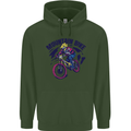 Cycling Mountain Bike Bicycle Cyclist MTB Mens 80% Cotton Hoodie Forest Green