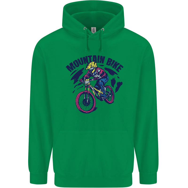 Cycling Mountain Bike Bicycle Cyclist MTB Mens 80% Cotton Hoodie Irish Green