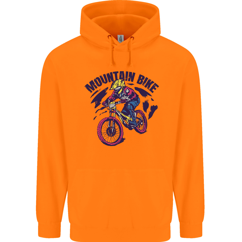 Cycling Mountain Bike Bicycle Cyclist MTB Mens 80% Cotton Hoodie Orange