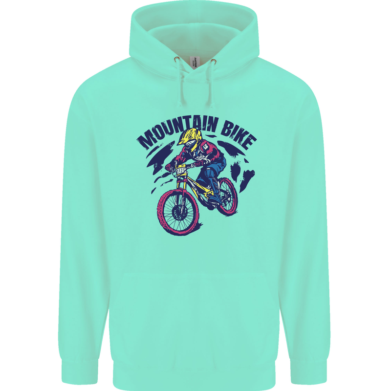 Cycling Mountain Bike Bicycle Cyclist MTB Mens 80% Cotton Hoodie Peppermint