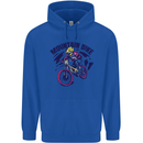 Cycling Mountain Bike Bicycle Cyclist MTB Mens 80% Cotton Hoodie Royal Blue