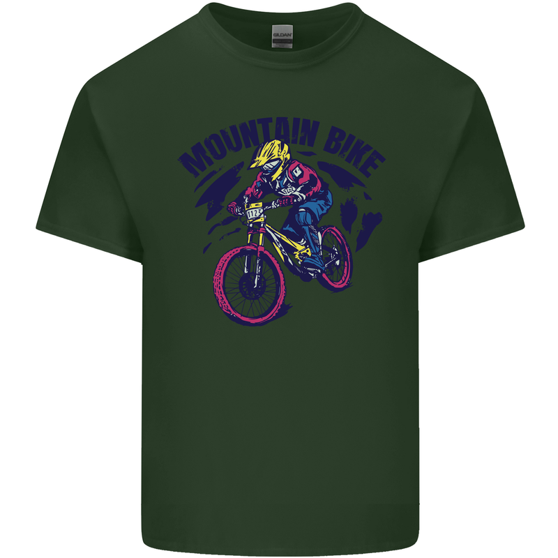Cycling Mountain Bike Bicycle Cyclist MTB Mens Cotton T-Shirt Tee Top Forest Green