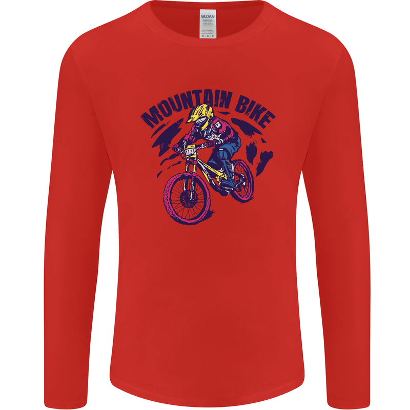 Cycling Mountain Bike Bicycle Cyclist MTB Mens Long Sleeve T-Shirt Red