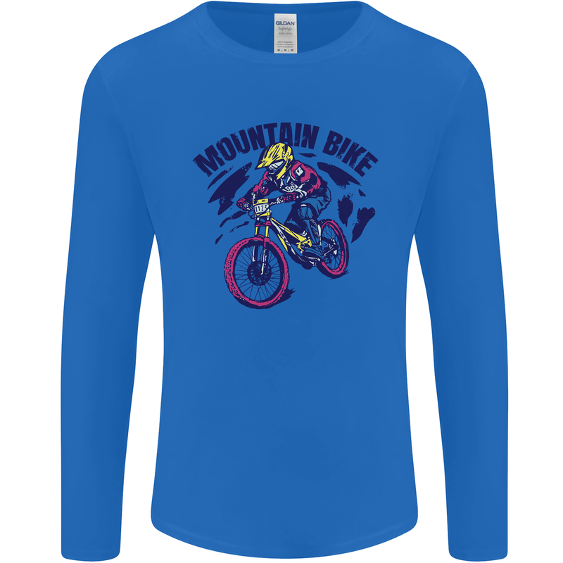 Cycling Mountain Bike Bicycle Cyclist MTB Mens Long Sleeve T-Shirt Royal Blue