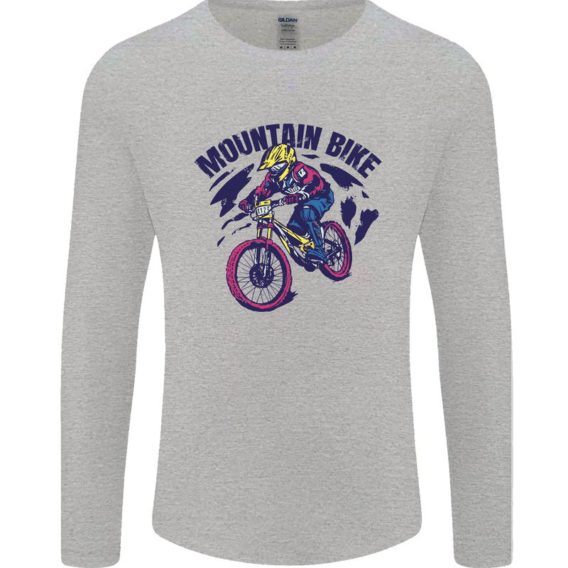 Cycling Mountain Bike Bicycle Cyclist MTB Mens Long Sleeve T-Shirt Sports Grey