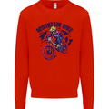 Cycling Mountain Bike Bicycle Cyclist MTB Mens Sweatshirt Jumper Bright Red
