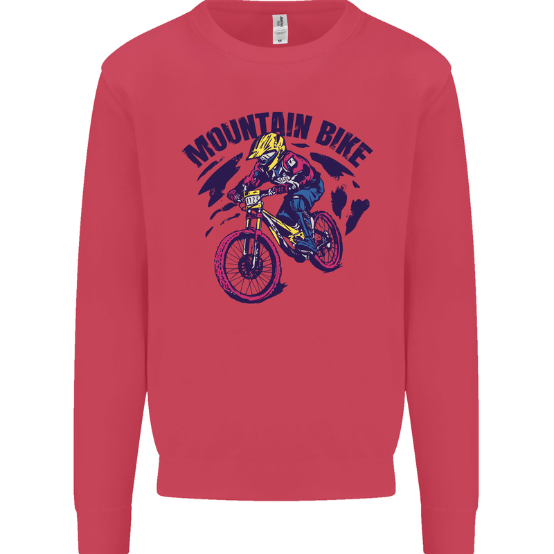 Cycling Mountain Bike Bicycle Cyclist MTB Mens Sweatshirt Jumper Heliconia