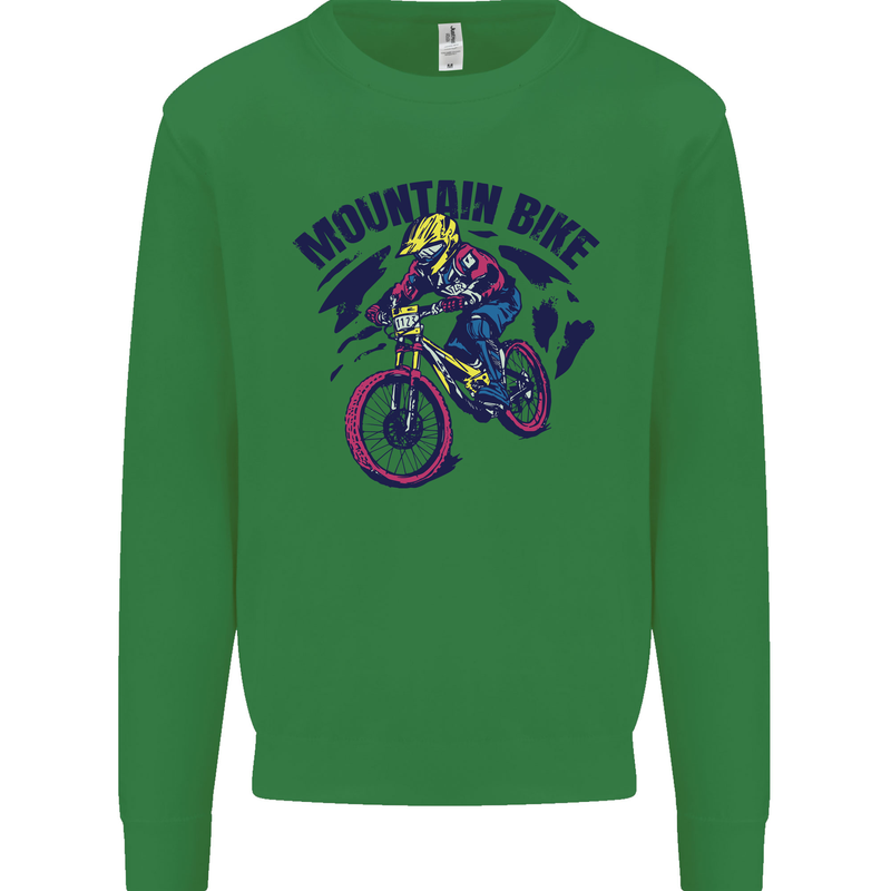 Cycling Mountain Bike Bicycle Cyclist MTB Mens Sweatshirt Jumper Irish Green