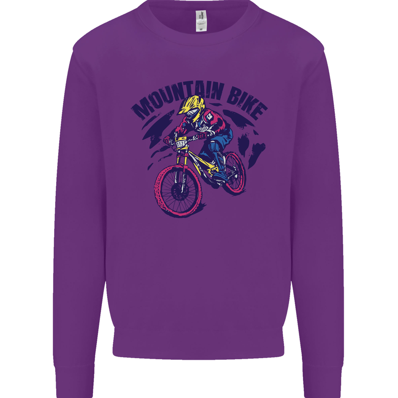 Cycling Mountain Bike Bicycle Cyclist MTB Mens Sweatshirt Jumper Purple