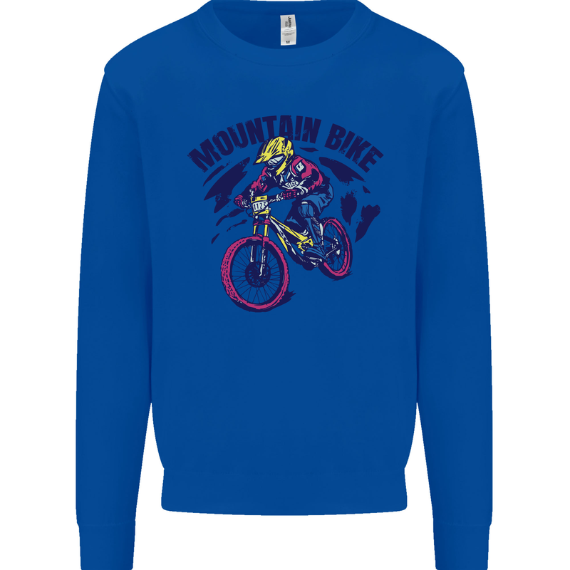 Cycling Mountain Bike Bicycle Cyclist MTB Mens Sweatshirt Jumper Royal Blue