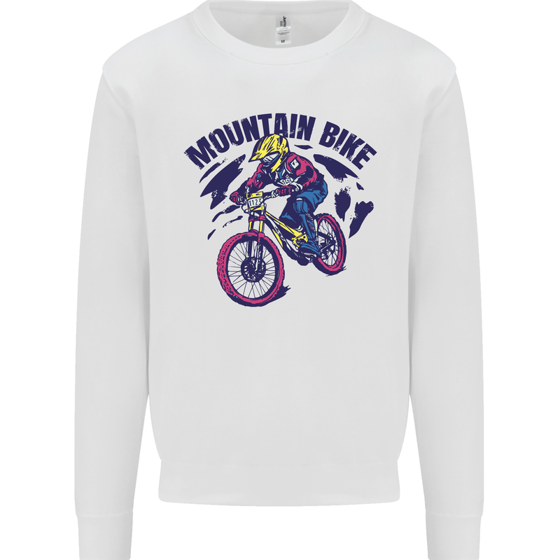 Cycling Mountain Bike Bicycle Cyclist MTB Mens Sweatshirt Jumper White