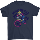 Cycling Mountain Bike Bicycle Cyclist MTB Mens T-Shirt Cotton Gildan Navy Blue