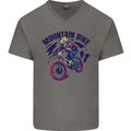 Cycling Mountain Bike Bicycle Cyclist MTB Mens V-Neck Cotton T-Shirt Charcoal