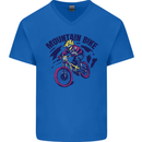Cycling Mountain Bike Bicycle Cyclist MTB Mens V-Neck Cotton T-Shirt Royal Blue