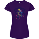 Cycling Mountain Bike Bicycle Cyclist MTB Womens Petite Cut T-Shirt Purple
