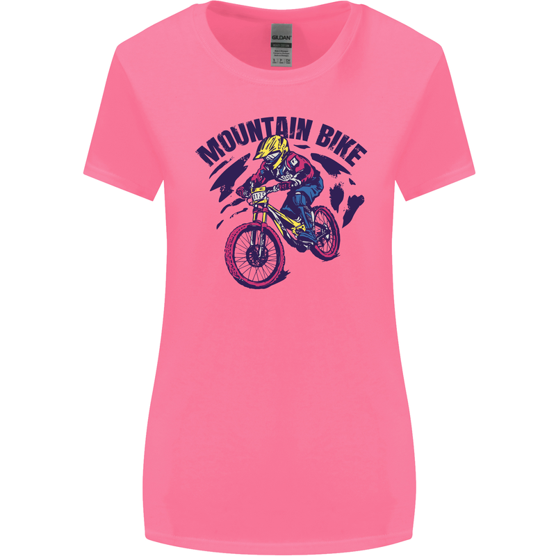 Cycling Mountain Bike Bicycle Cyclist MTB Womens Wider Cut T-Shirt Azalea