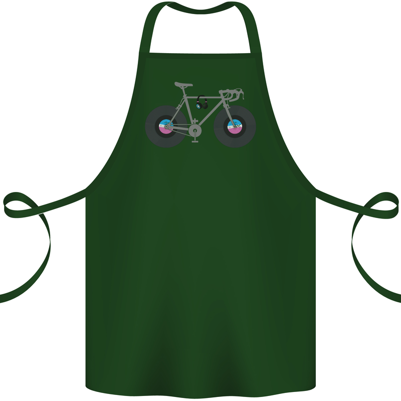 Cycling Music Cyclist Funny Bicycle Bike Cotton Apron 100% Organic Forest Green