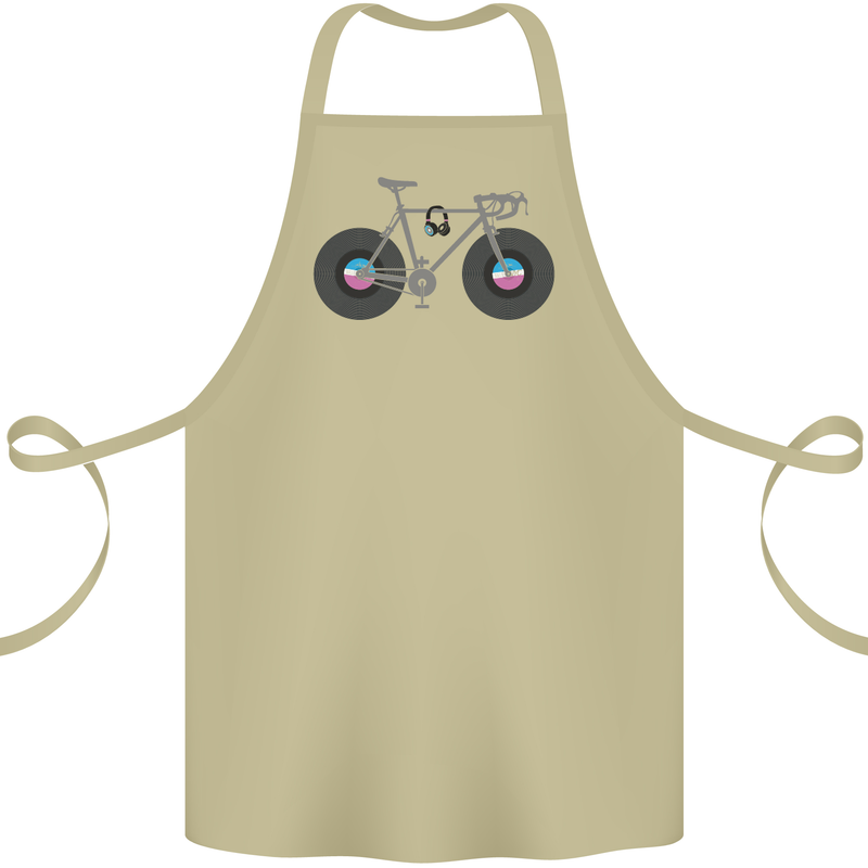 Cycling Music Cyclist Funny Bicycle Bike Cotton Apron 100% Organic Khaki