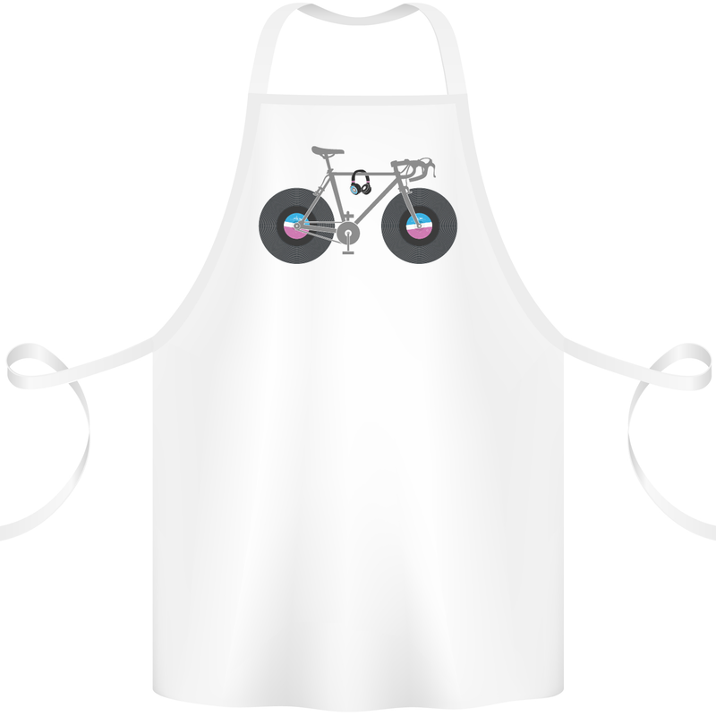 Cycling Music Cyclist Funny Bicycle Bike Cotton Apron 100% Organic White