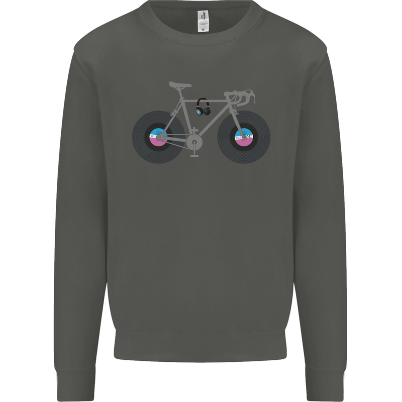 Cycling Music Cyclist Funny Bicycle Bike Kids Sweatshirt Jumper Storm Grey
