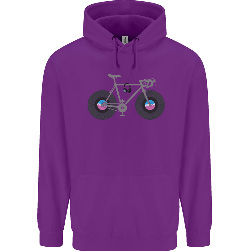 Cycling Music Cyclist Funny Bicycle Bike Mens 80% Cotton Hoodie Purple