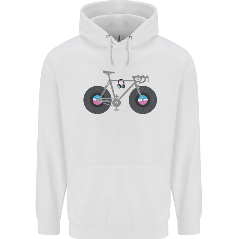 Cycling Music Cyclist Funny Bicycle Bike Mens 80% Cotton Hoodie White