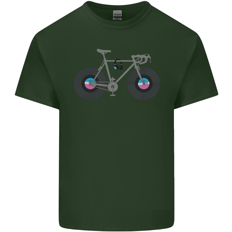 Cycling Music Cyclist Funny Bicycle Bike Mens Cotton T-Shirt Tee Top Forest Green