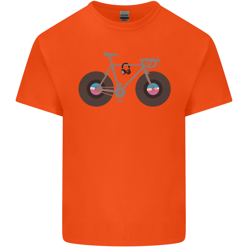 Cycling Music Cyclist Funny Bicycle Bike Mens Cotton T-Shirt Tee Top Orange