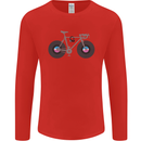 Cycling Music Cyclist Funny Bicycle Bike Mens Long Sleeve T-Shirt Red