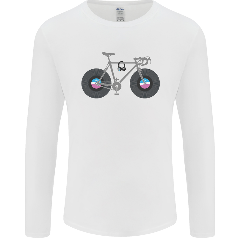 Cycling Music Cyclist Funny Bicycle Bike Mens Long Sleeve T-Shirt White