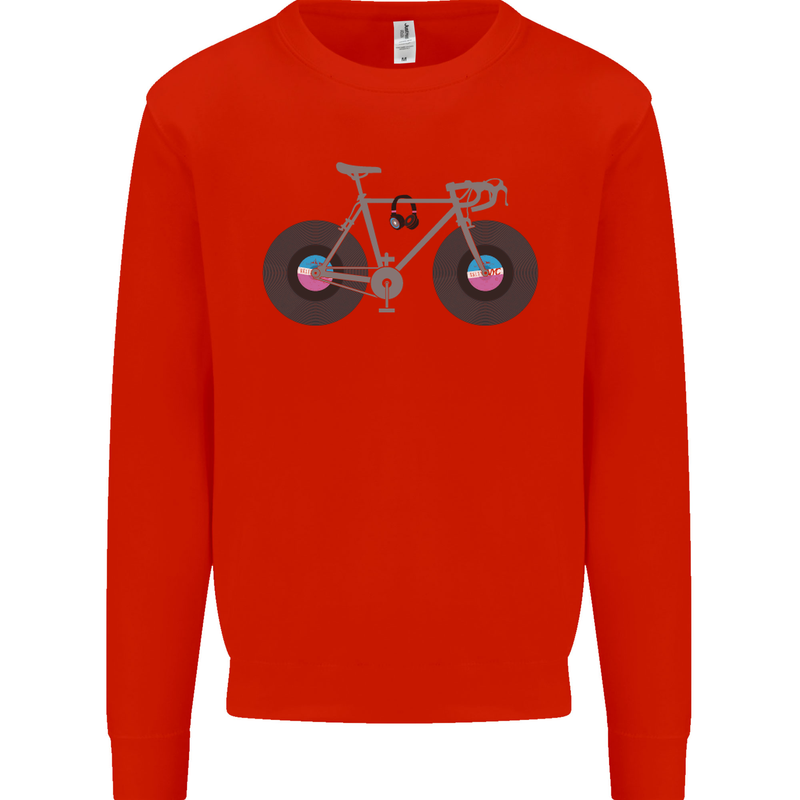 Cycling Music Cyclist Funny Bicycle Bike Mens Sweatshirt Jumper Bright Red