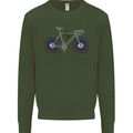 Cycling Music Cyclist Funny Bicycle Bike Mens Sweatshirt Jumper Forest Green