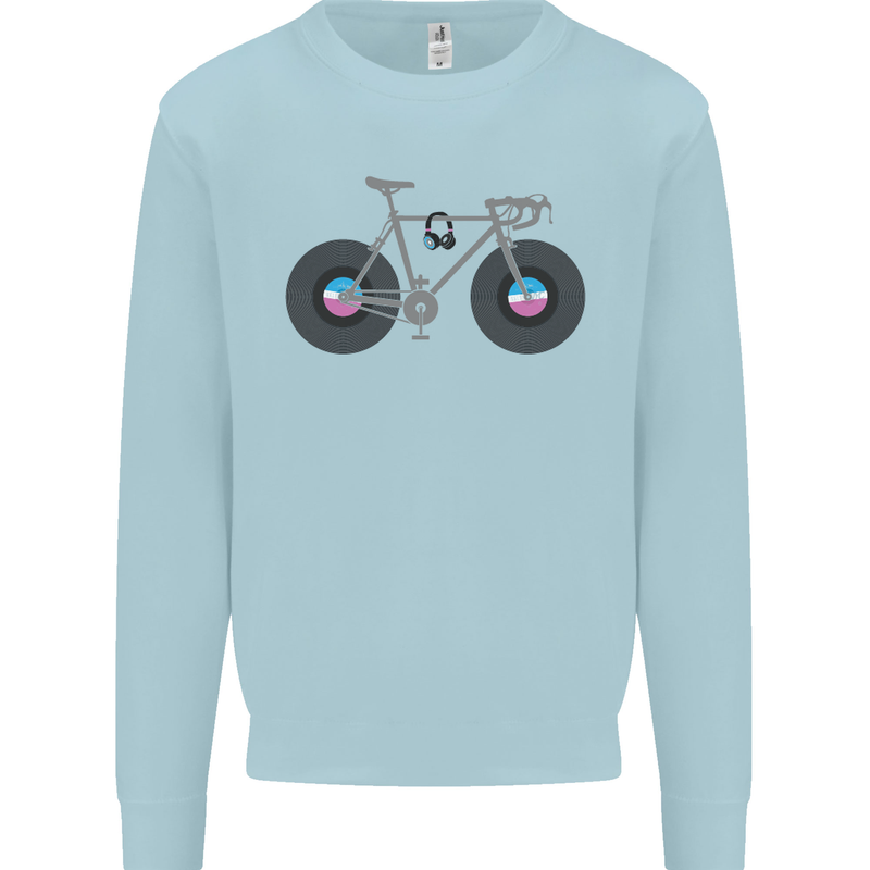 Cycling Music Cyclist Funny Bicycle Bike Mens Sweatshirt Jumper Light Blue