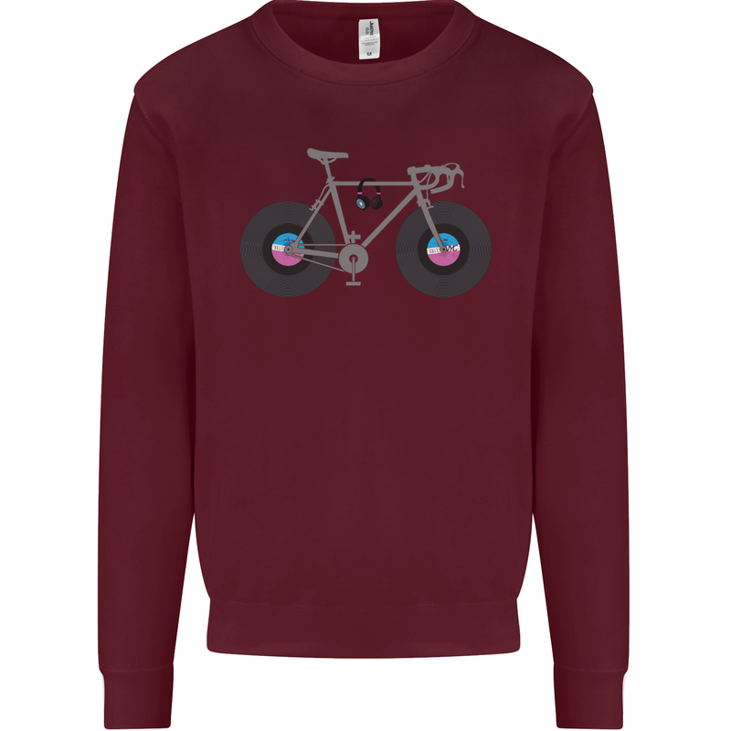 Cycling Music Cyclist Funny Bicycle Bike Mens Sweatshirt Jumper Maroon