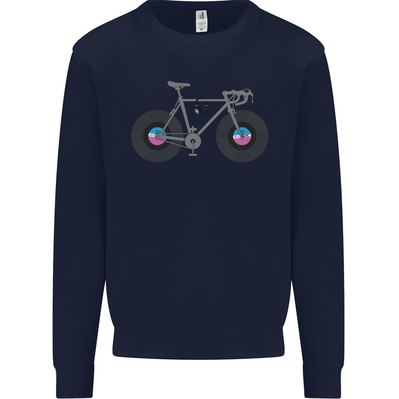 Cycling Music Cyclist Funny Bicycle Bike Mens Sweatshirt Jumper Navy Blue