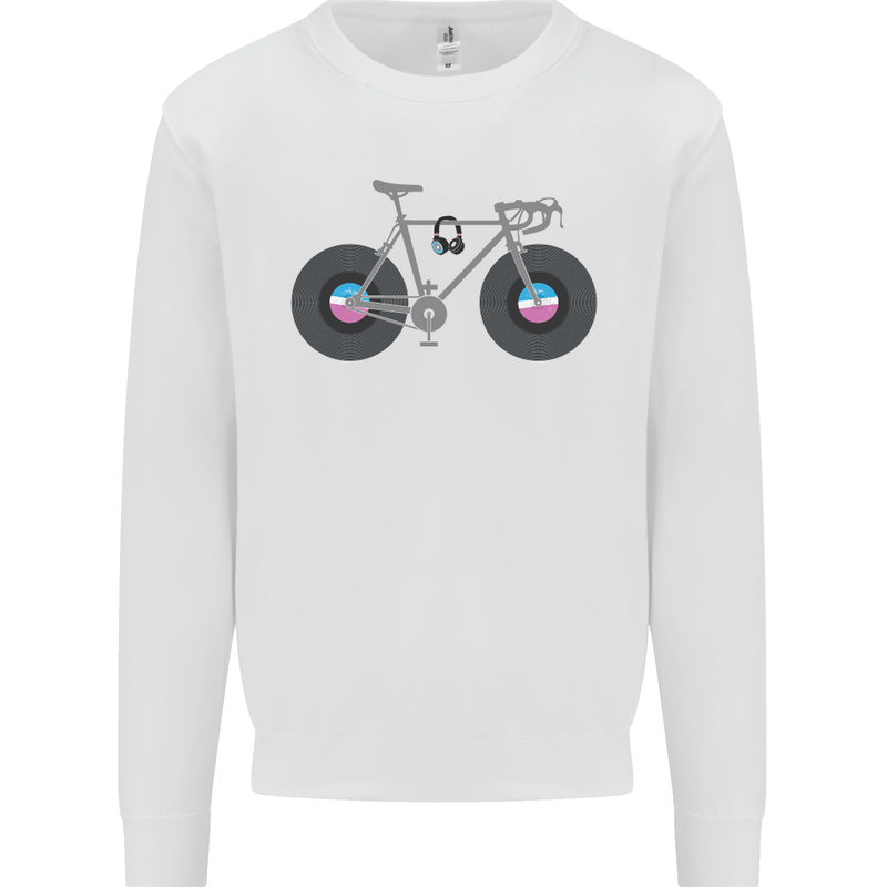 Cycling Music Cyclist Funny Bicycle Bike Mens Sweatshirt Jumper White