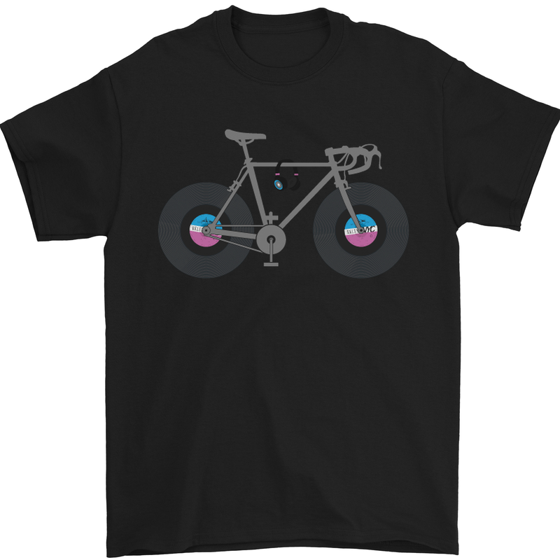 Cycling Music Cyclist Funny Bicycle Bike Mens T-Shirt Cotton Gildan Black
