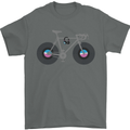 Cycling Music Cyclist Funny Bicycle Bike Mens T-Shirt Cotton Gildan Charcoal