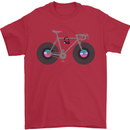Cycling Music Cyclist Funny Bicycle Bike Mens T-Shirt Cotton Gildan Red