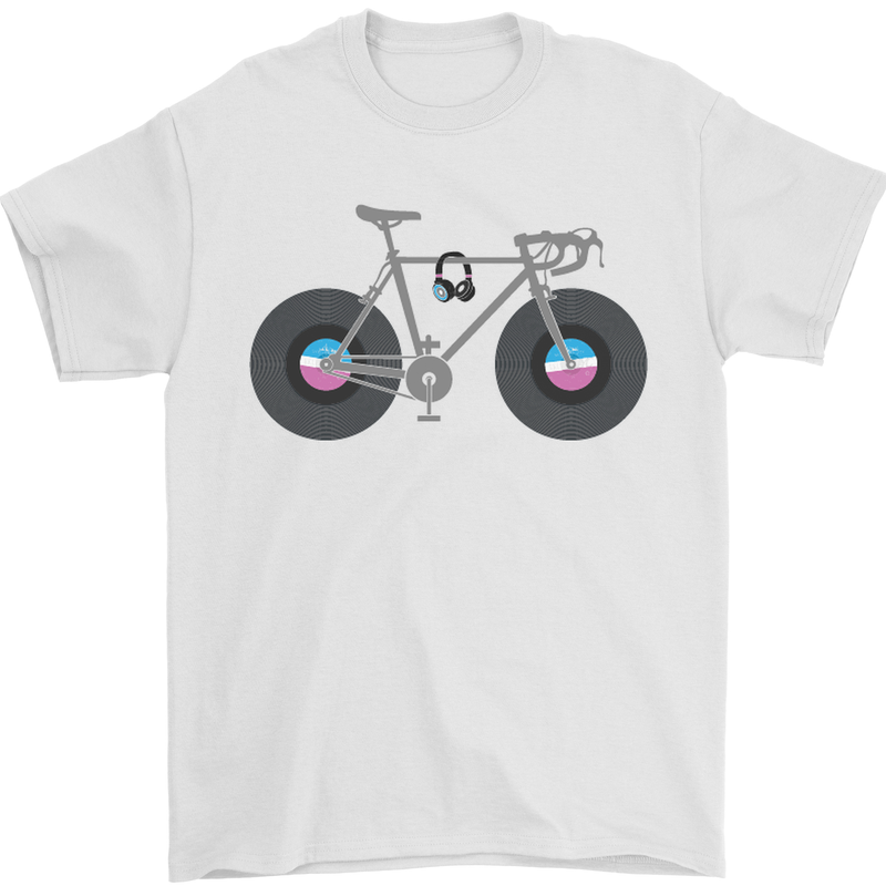 Cycling Music Cyclist Funny Bicycle Bike Mens T-Shirt Cotton Gildan White