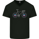 Cycling Music Cyclist Funny Bicycle Bike Mens V-Neck Cotton T-Shirt Black